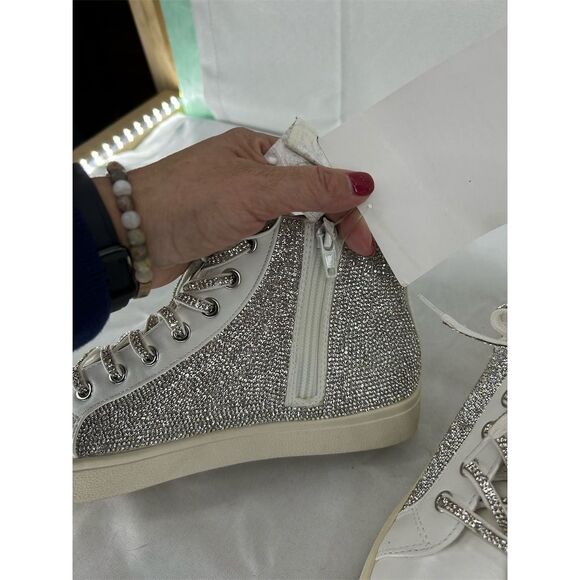 Steve Madden Bondi Women's High Top Sneakers White Rhinestones Size 7 NWT - Picture 4 of 10